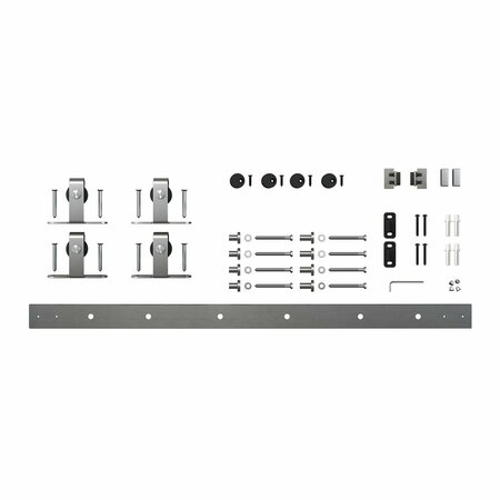 OUTWATER 5ft Top Mount Sliding Barn Door Hdwe Kit for 2 Doors Up to 15in W Stainless Steel Finish 3P5.7.00115